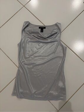 White House Black Market Silver Shimmer Cowl Neck Camisole